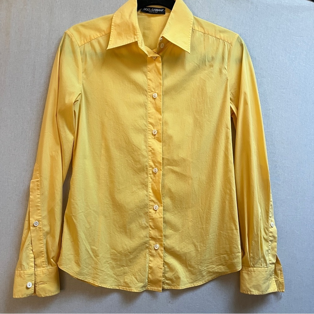 Dolce & Gabbana Yellow Button Down Shirt Made in Italy Slim Fit Small